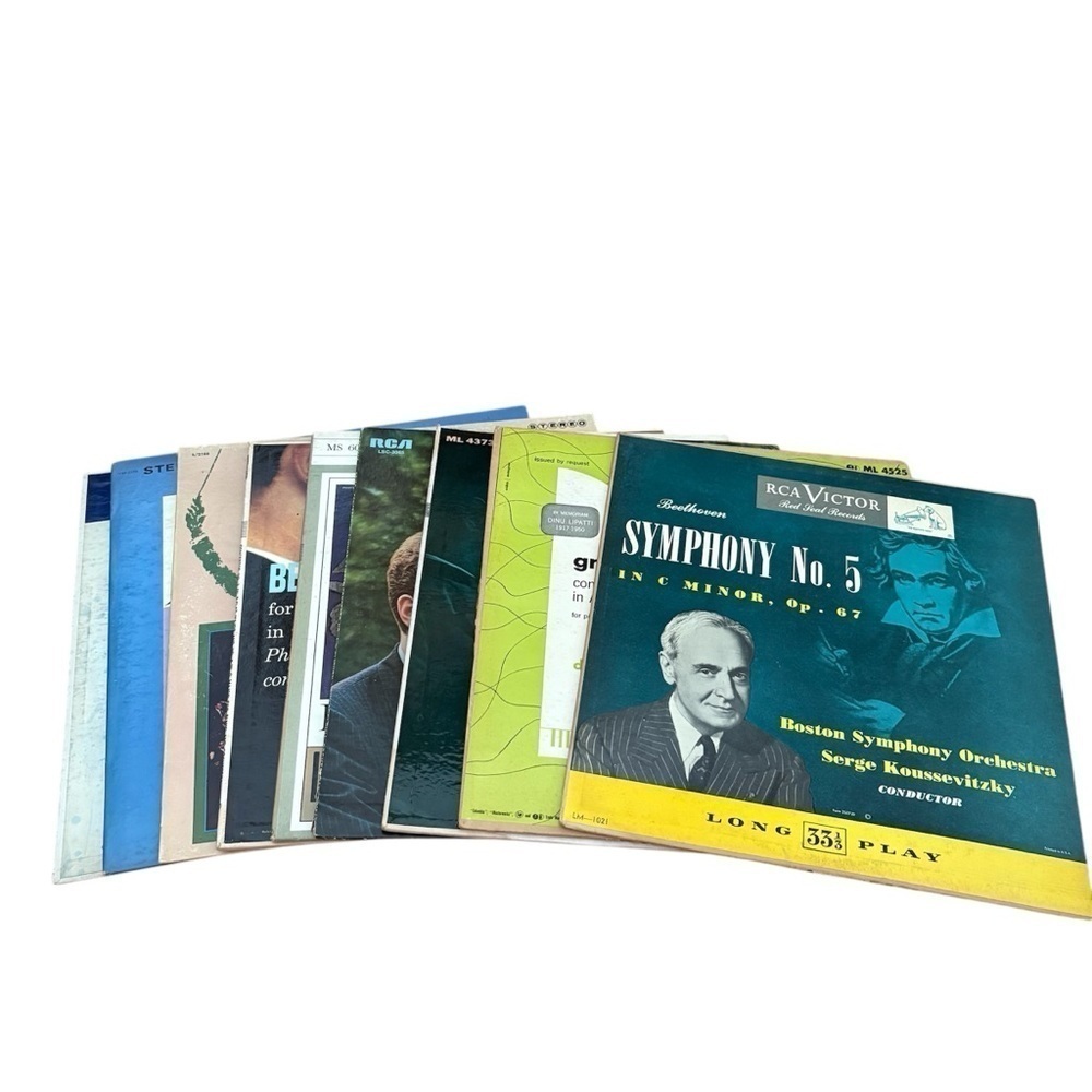 Vintage Record Music Lot Bundle Beethoven Symphony No 5 Grieg schumann Rudolph